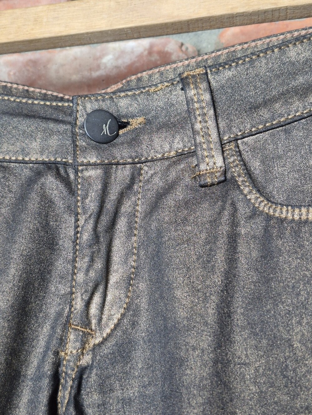 Mavi Serena Copper Coated Jeans Metallic Bronze Low Rise Super Skinny Y2K 28 - Picture 6 of 15